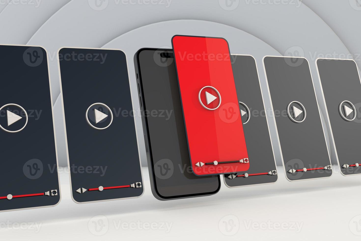 Vertical video a media player concept. 3d render photo