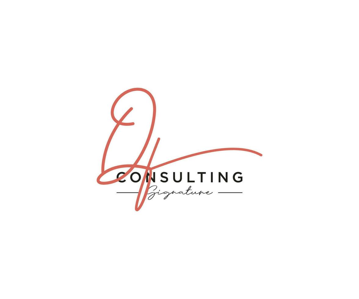Initial QF signature logo collection template vector. Hand drawn Calligraphy lettering Vector illustration.