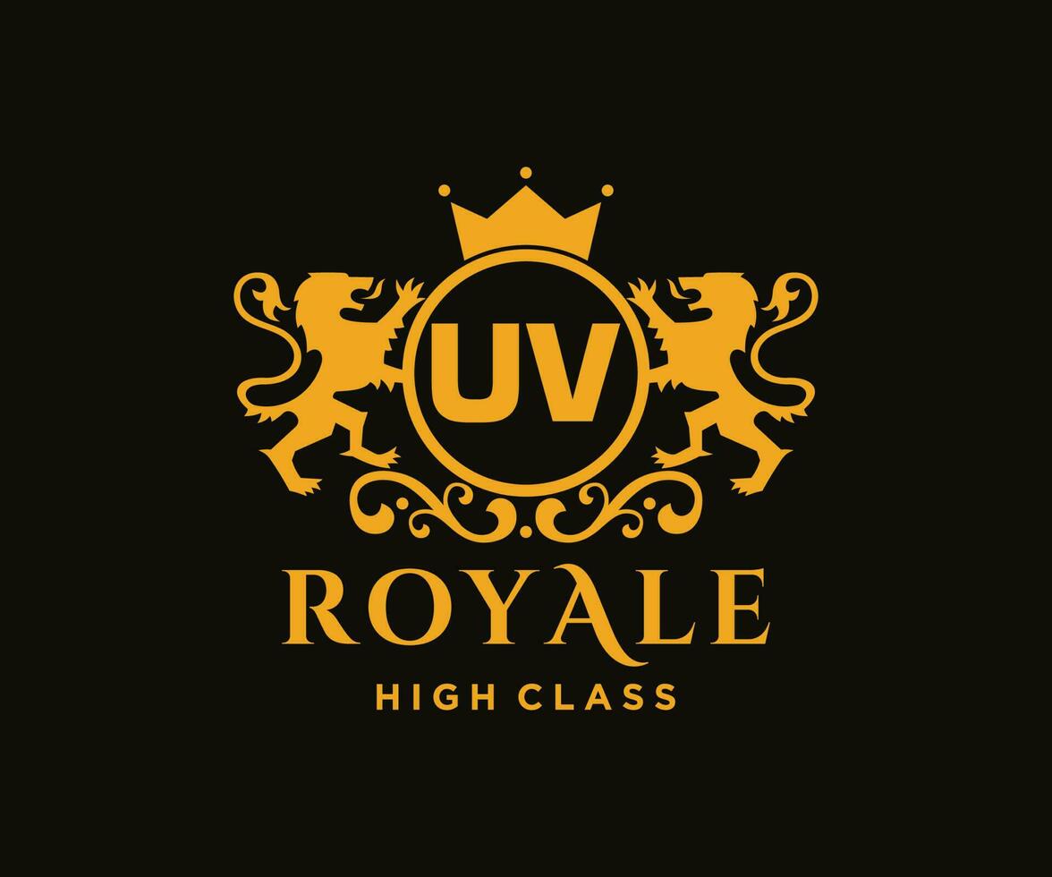 Golden Letter UV template logo Luxury gold letter with crown. Monogram alphabet . Beautiful royal initials letter. vector