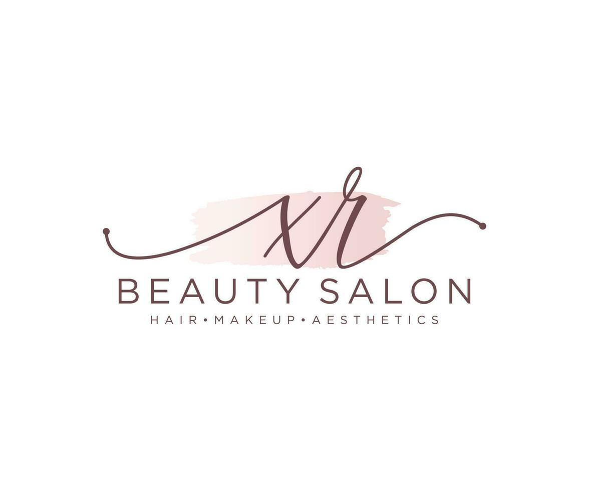 Initial XR feminine logo collections template. handwriting logo of initial signature, wedding, fashion, jewerly, boutique, floral and botanical with creative template for any company or business. vector