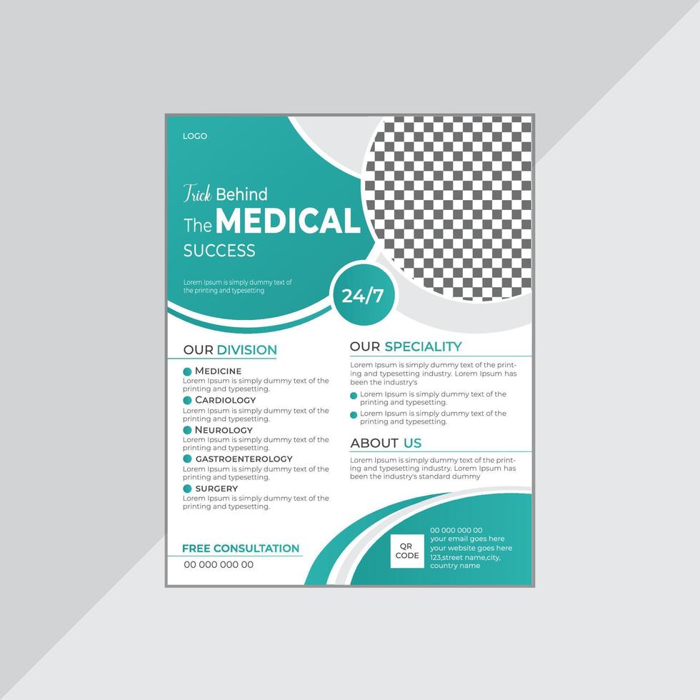 Professional and Creative Medical Flyer Design Template. vector