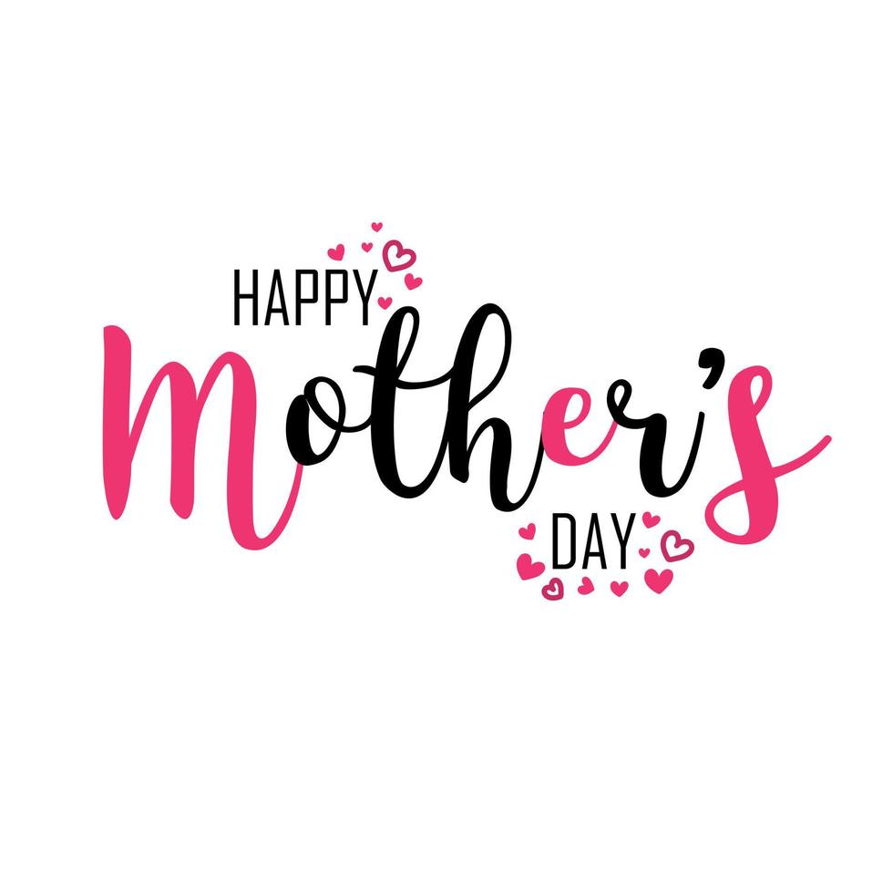 Happy mother's day.Handmade calligraphy with raspberry hearts. vector