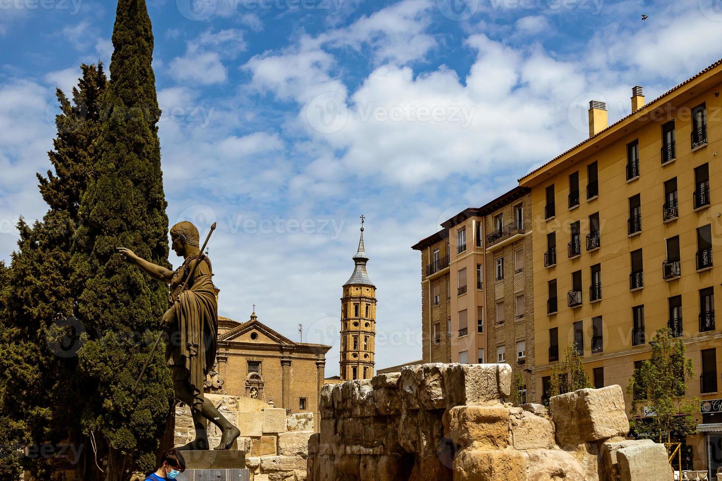 historic Roman wall in the city of Zaragoza, Spain on a sunny day photo