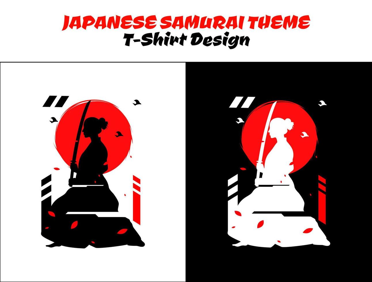 hembra samurai, silueta Japón samurai vector para diseño t camisa concepto, silueta samurai, japonés camiseta diseño, silueta para un japonés tema