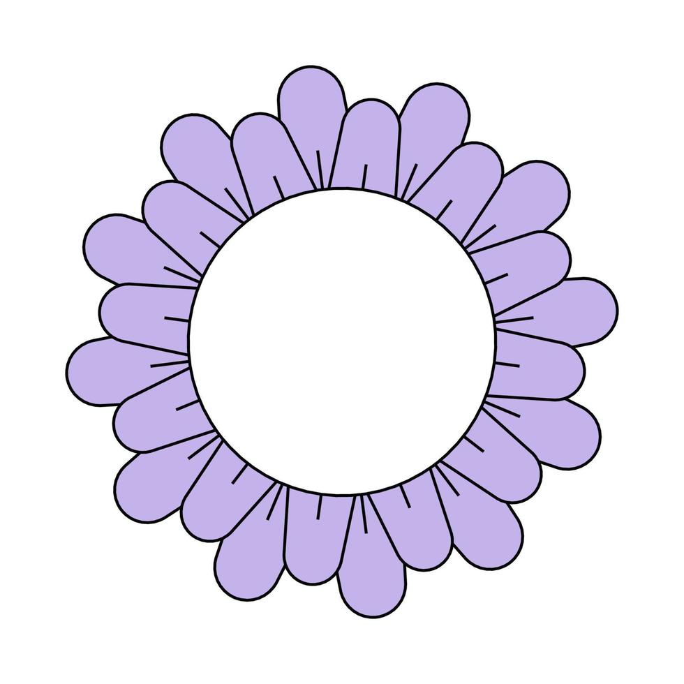 Vintage groovy chamomile. Hippie daisy. Hippy movement style flower head. Retro cartoon plant nostalgia and charm. Trendy y2k funky floral pop element. Isolated vector eps element
