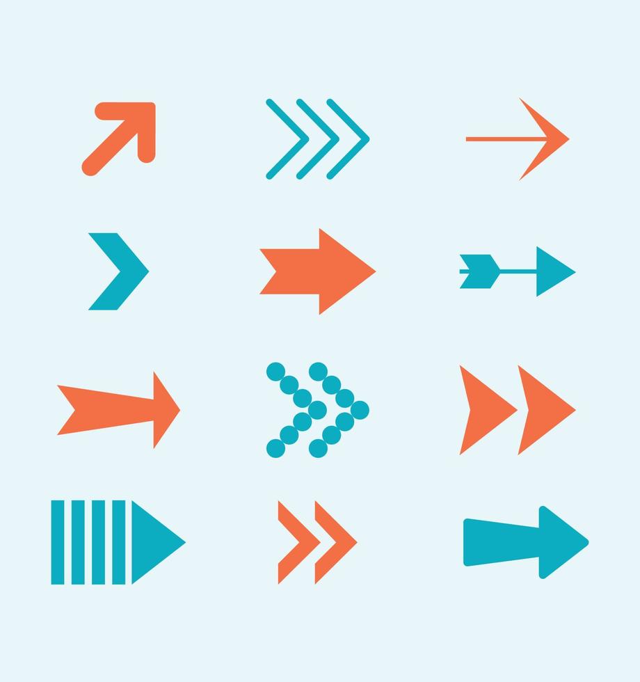 flat colorful arrow vector set