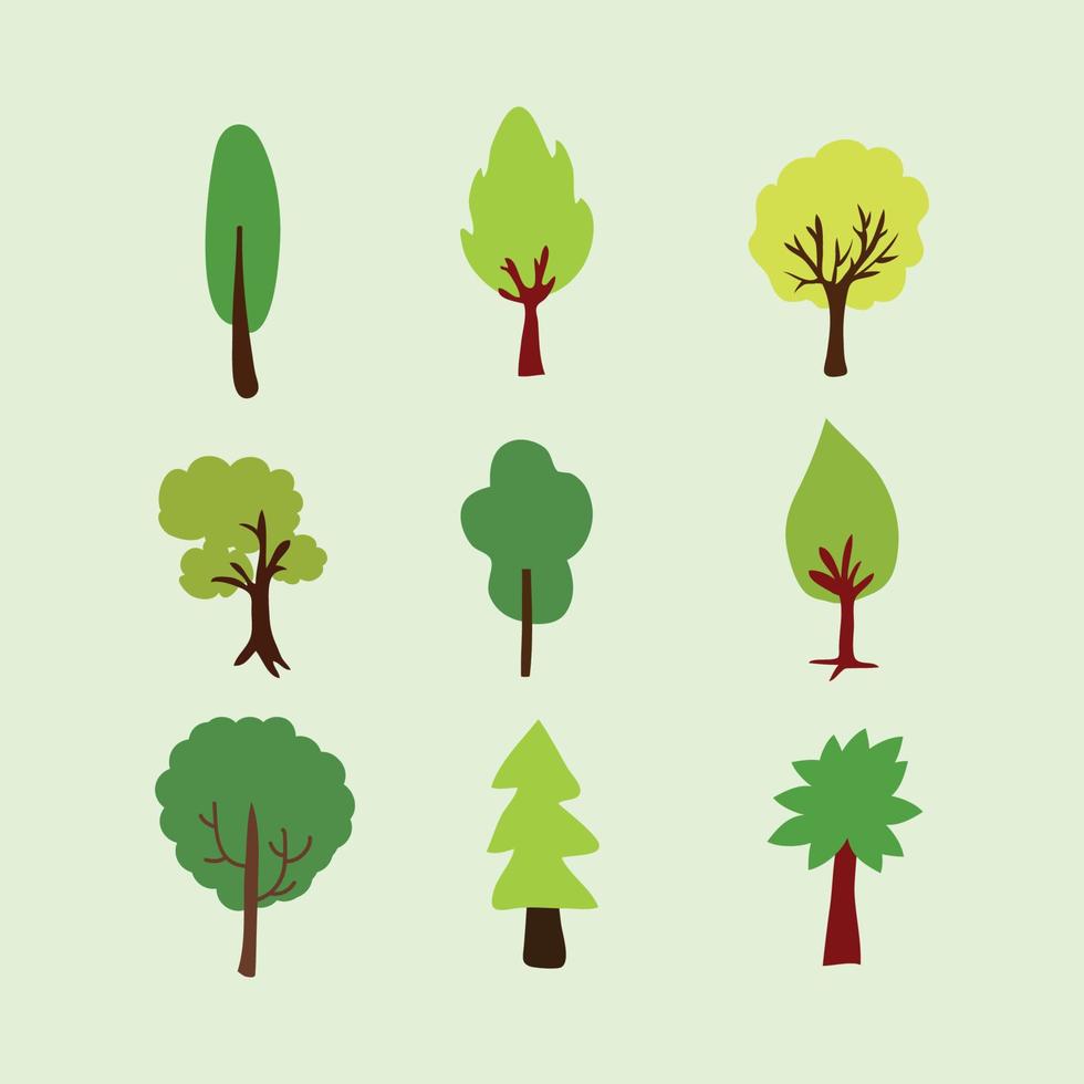 set of forest trees in vector