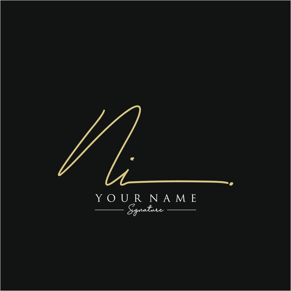 Letter NI Signature Logo Template Vector