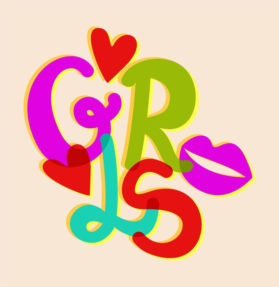 Girls. Bright vector lettering. Colorful letters. Gender concept.