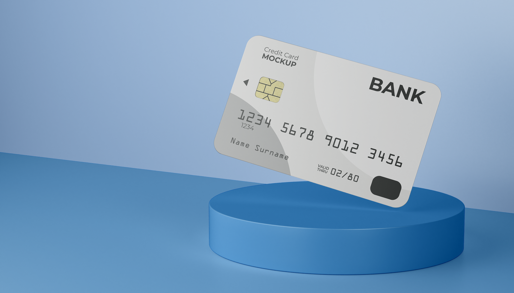 Realistic credit card mockup for promo and branding design preview psd