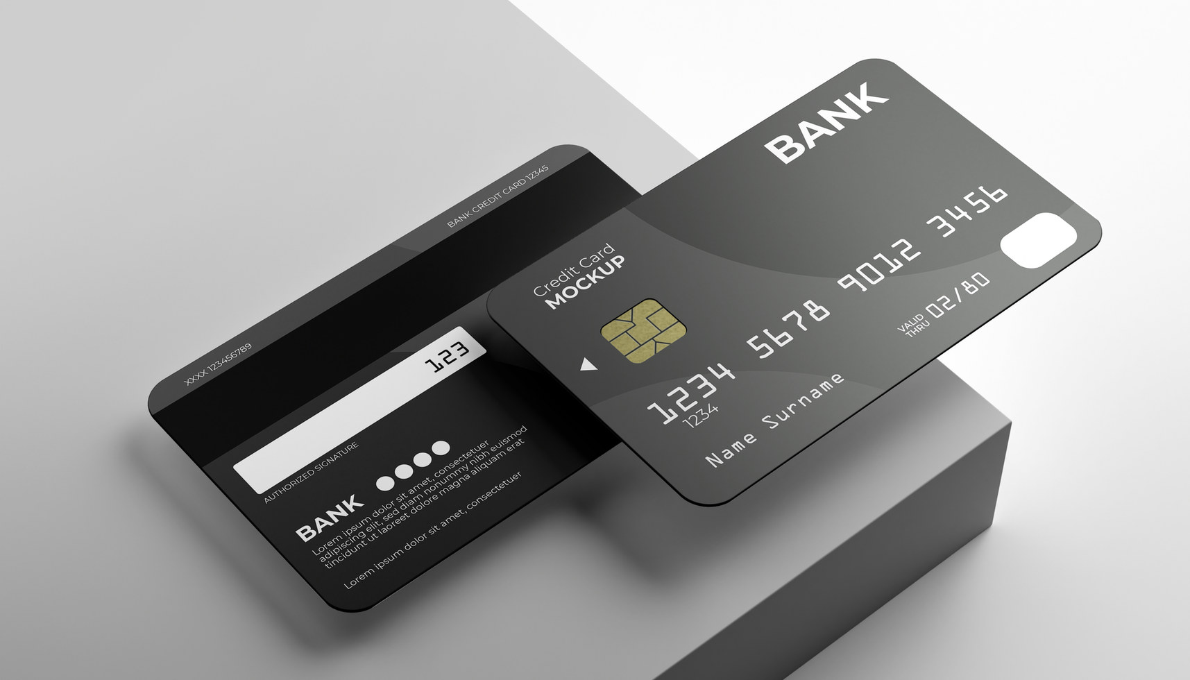 Realistic credit card mockup for promo and branding design preview psd