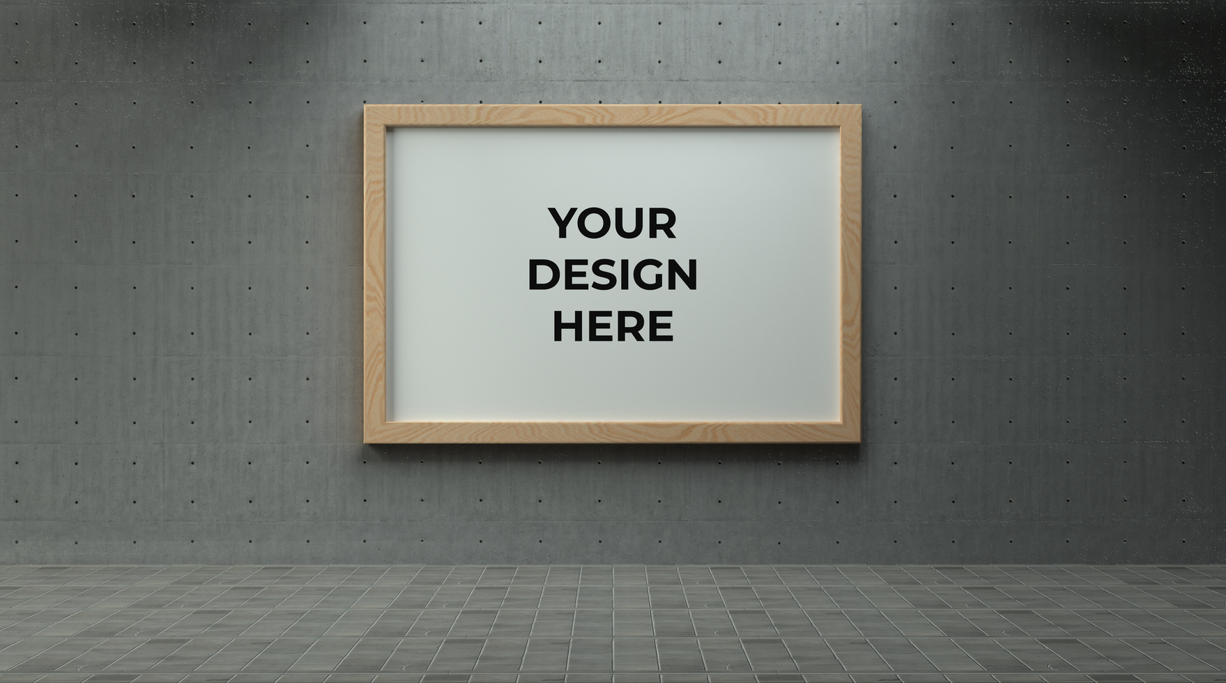 Poster with frame with concrete wall background realistic mockup psd