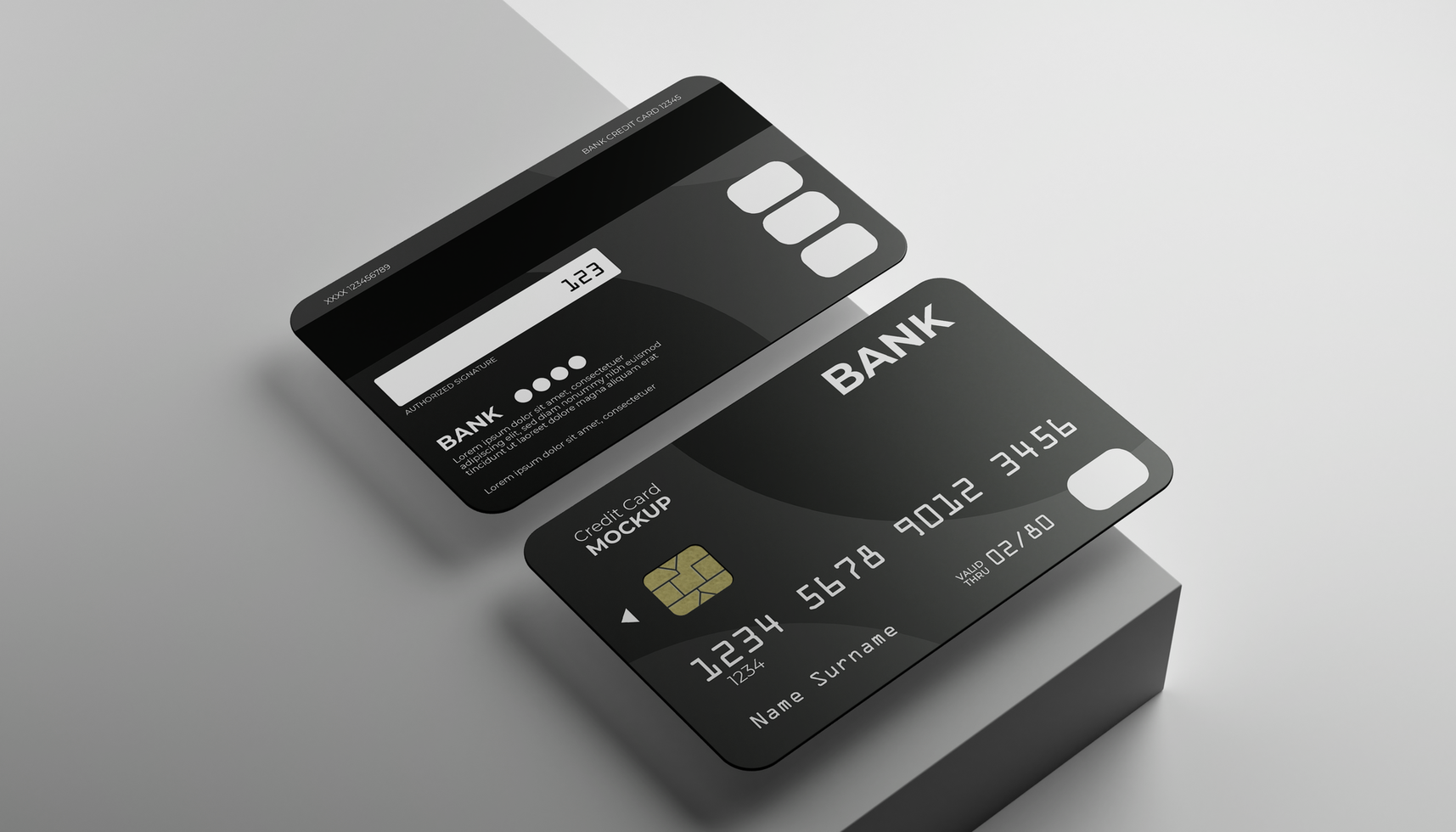 Realistic credit card mockup for promo and branding design preview psd