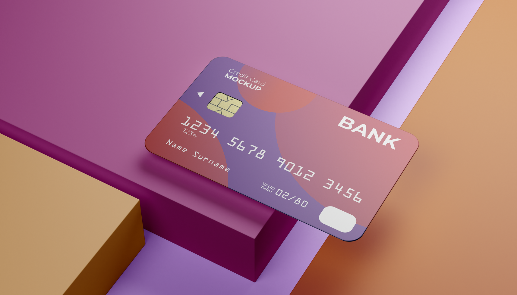 Realistic credit card mockup for promo and branding design preview psd