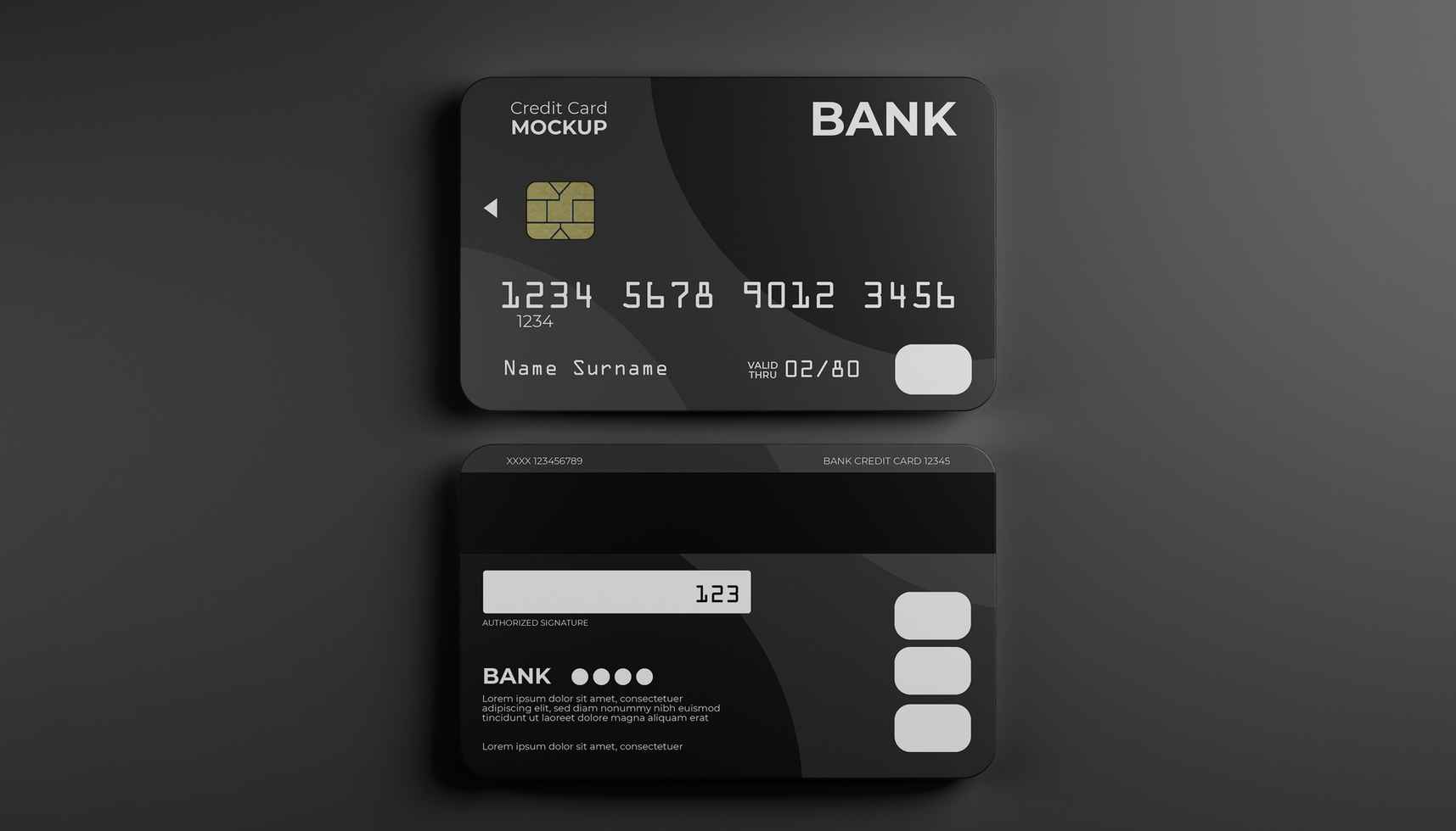 Realistic credit card mockup for promo and branding design preview psd