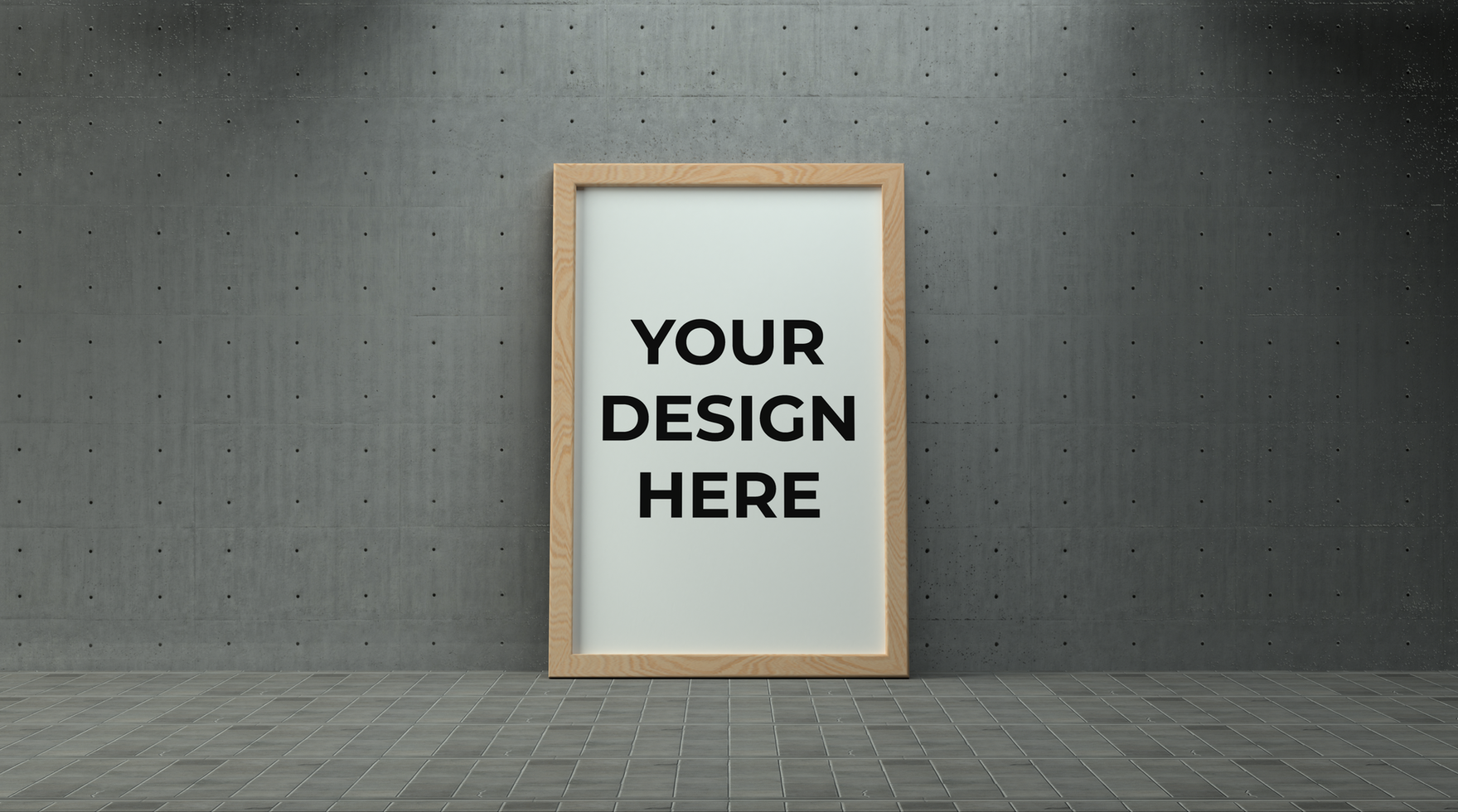 Poster with frame with concrete wall background realistic mockup psd