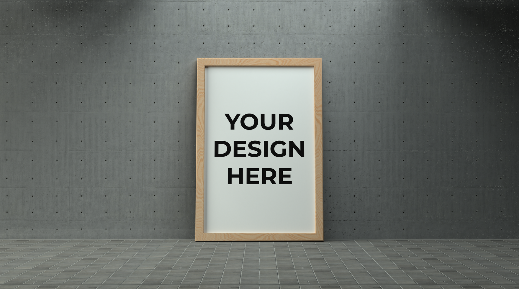 poster met kader met beton muur achtergrond realistisch mockup psd