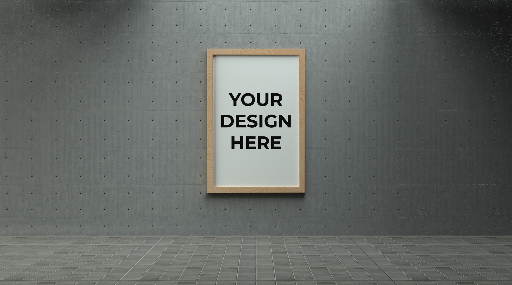 Poster with frame with concrete wall background realistic mockup psd