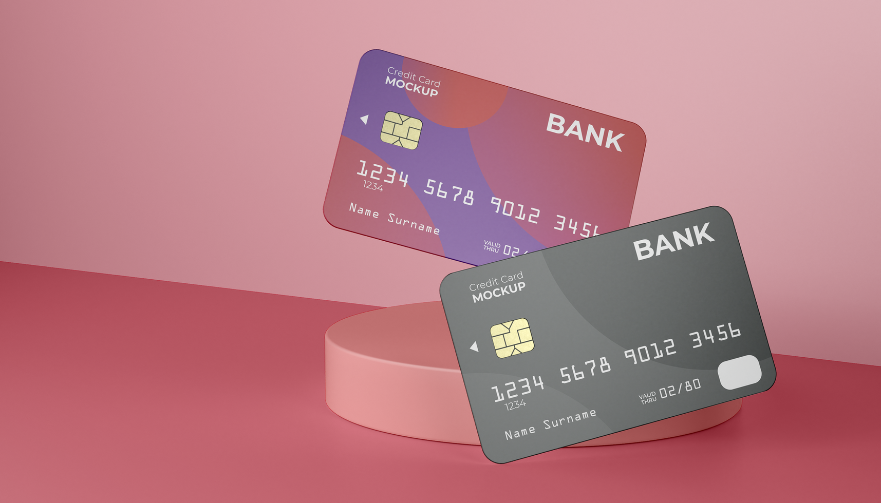 Realistic credit card mockup for promo and branding design preview psd