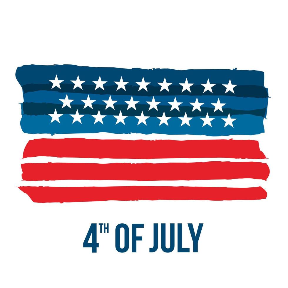 4to de julio, independencia día saludo diseño con Estados Unidos patriótico colores Fuegos artificiales Estallar rayos vector ilustración.