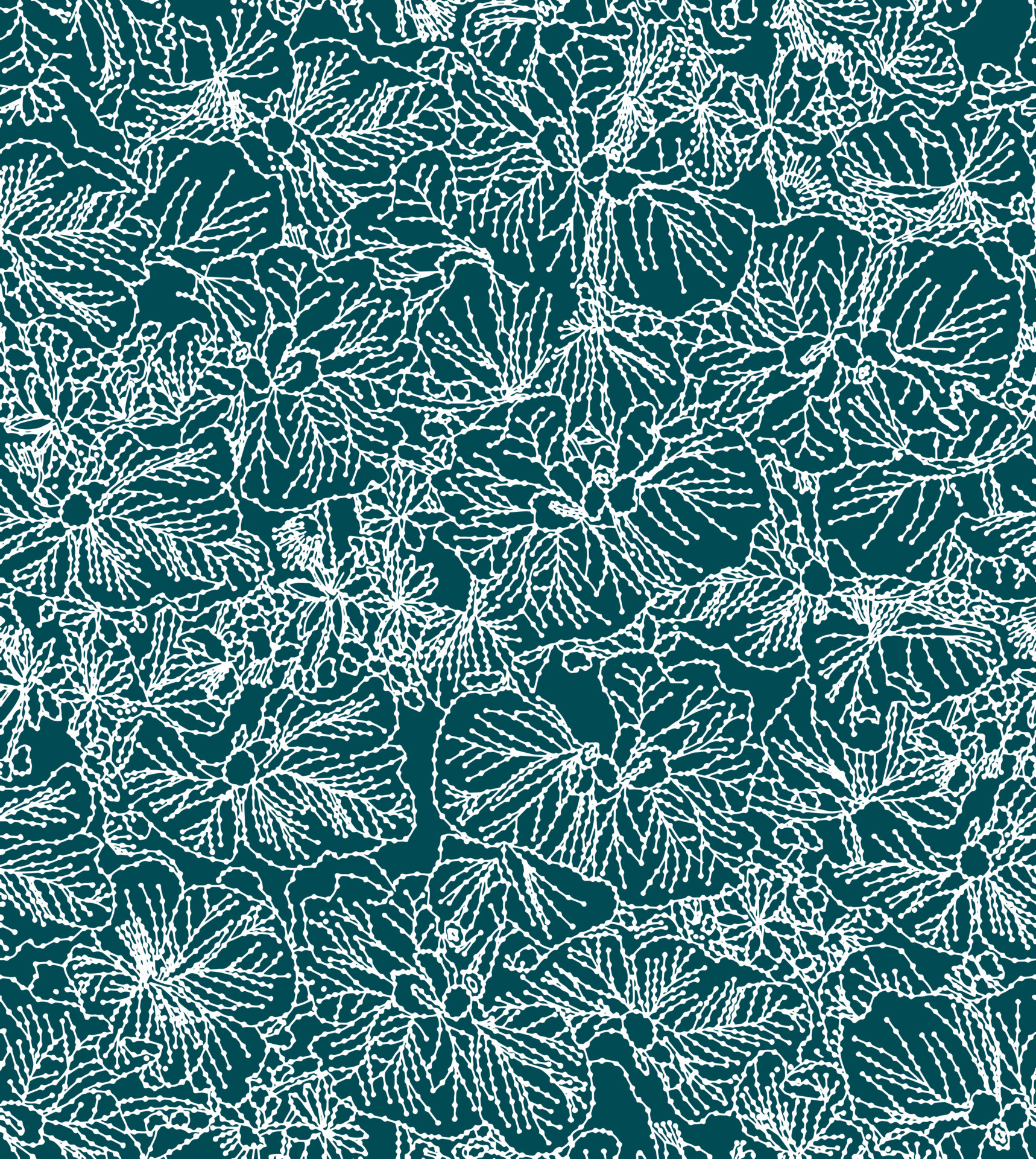 A seamless pattern with a doteffect floral print with green background