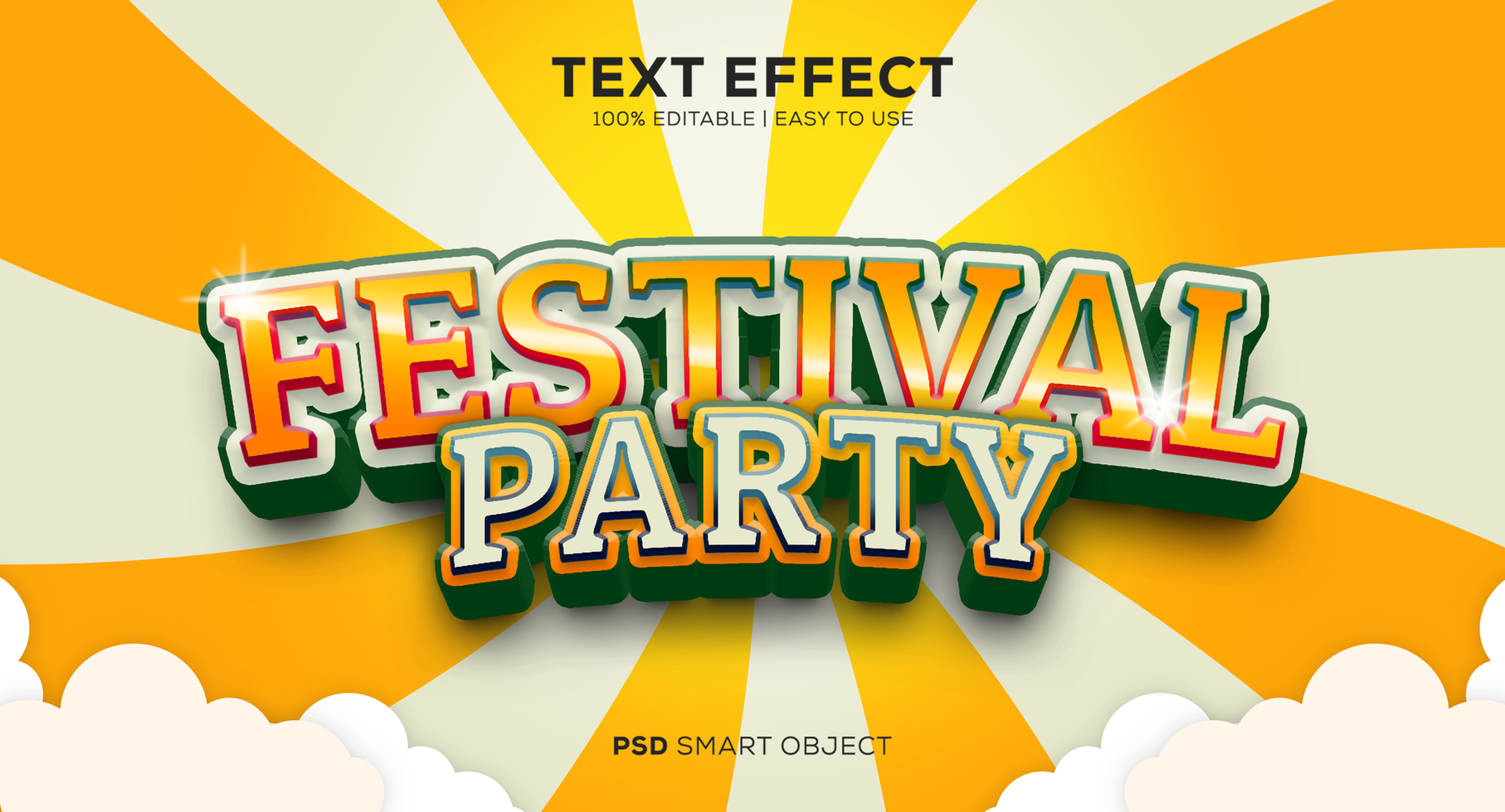 fácil para usar festival festa psd texto efeito