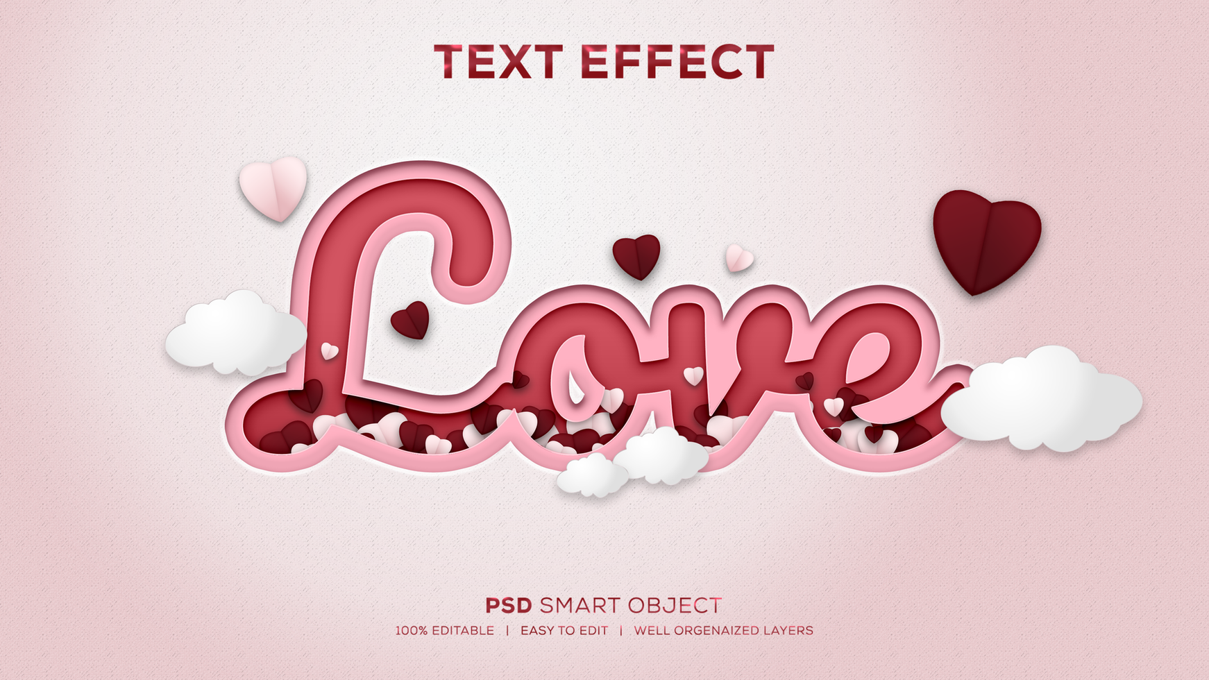 Paper Style Love PSD Text Effect