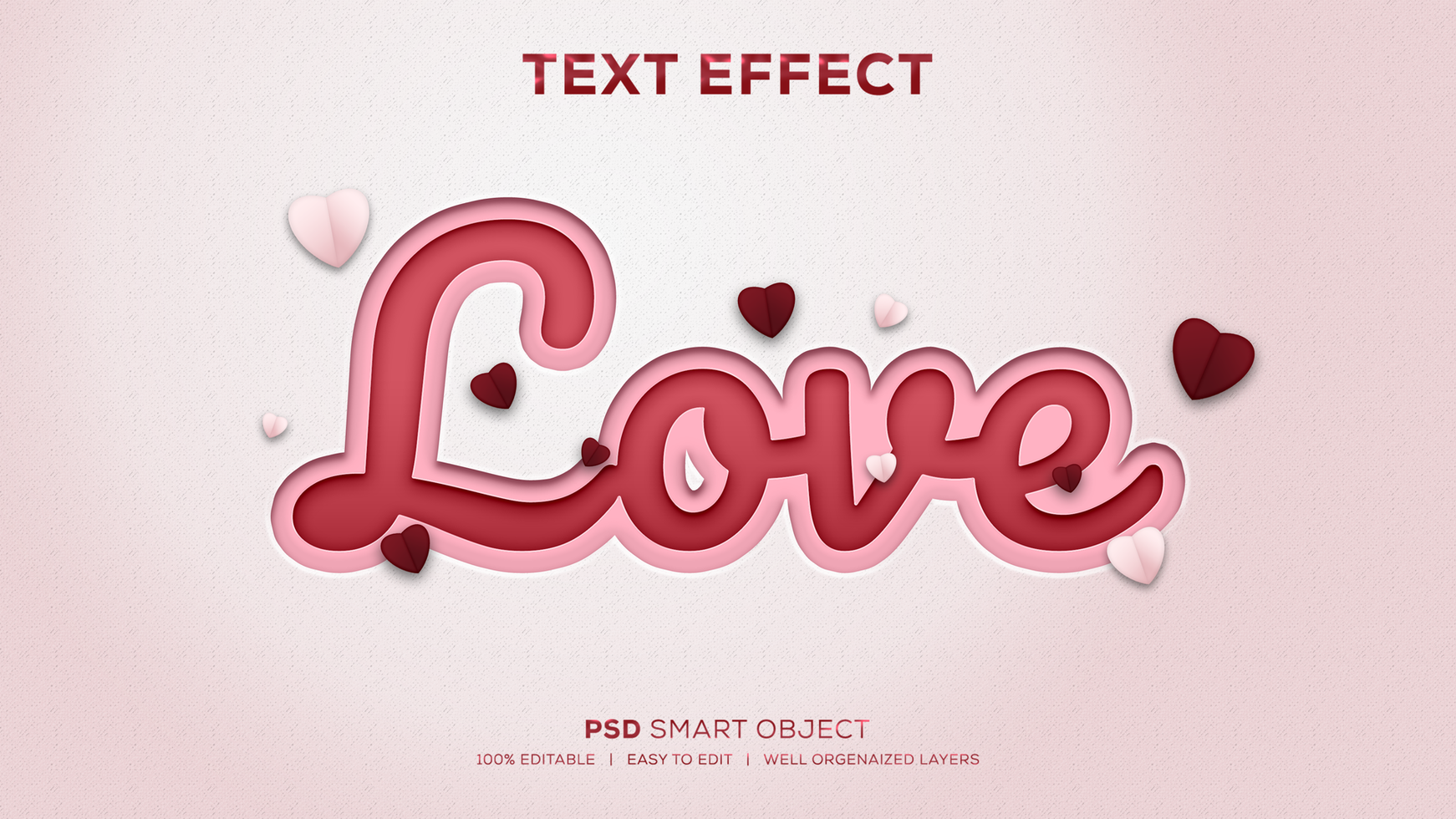 papel estilo amor psd texto efeito