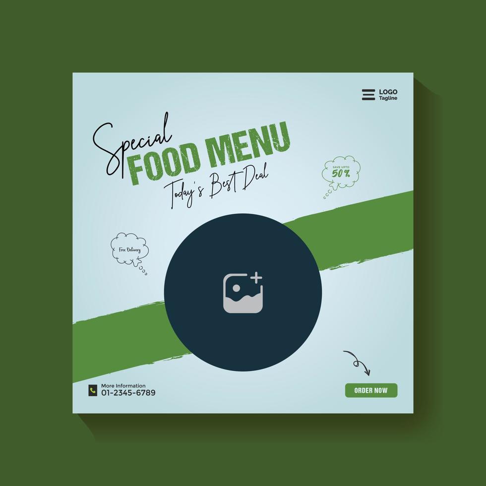 Special food menu social media promotion post and restaurant square banner template vector