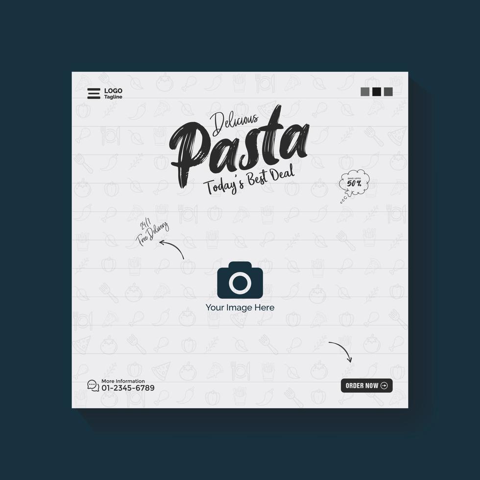 Social media promotion post and restaurant square banner template vector