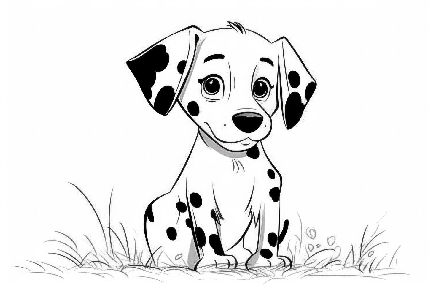 Coloring page outline of cartoon cute little puppy dog. illustration coloring book for kids. photo