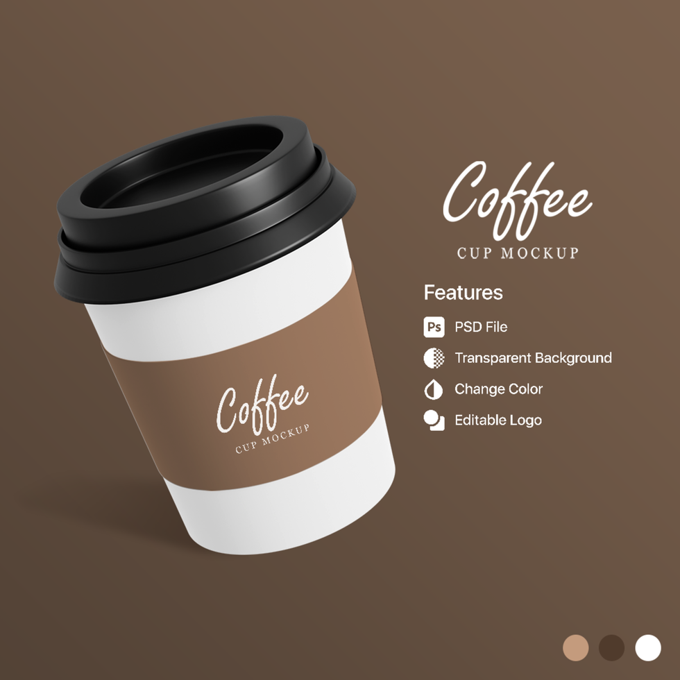 3D Rendering Cup Coffee Mockup PSD