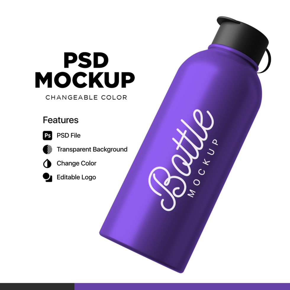 3D Rendering Bottle Stainless Mockup PSD