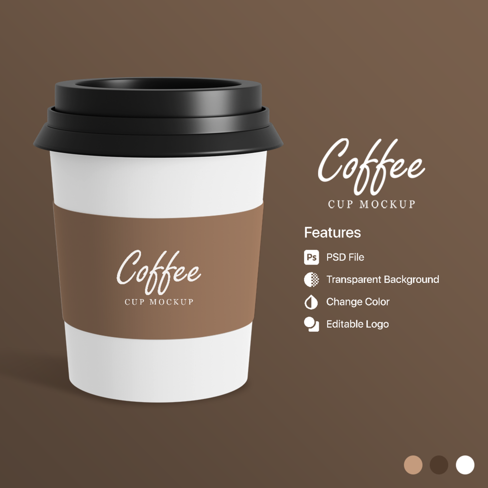3D Rendering Cup Coffee Mockup PSD