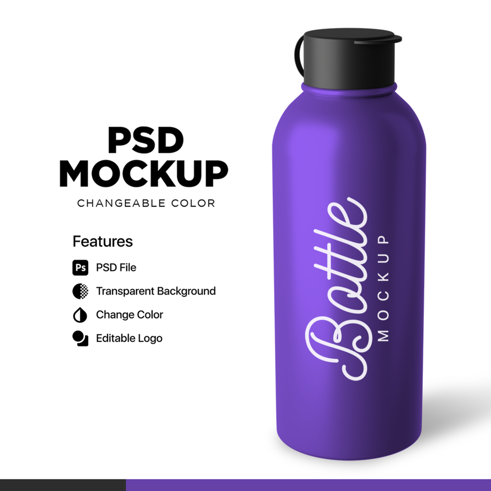 3D Rendering Bottle Stainless Mockup PSD