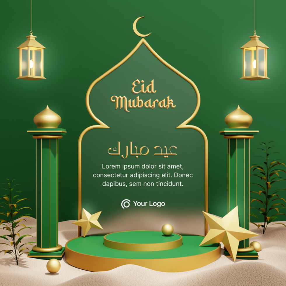 3D Rendering Ramadan Kareem Social Media Post psd