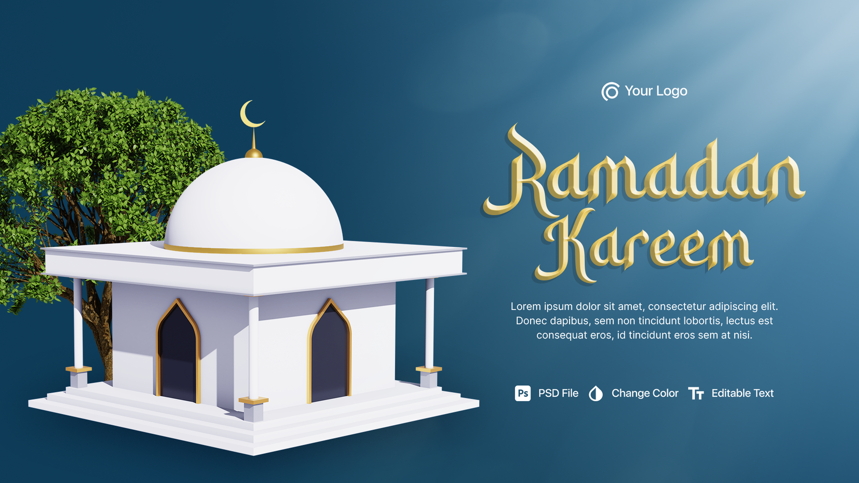 3D Rendering Ramadan Kareem Social Media Post psd