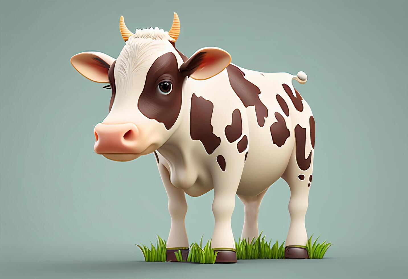 Cute cartoon cow isolated on dark background. 3d illustration. photo