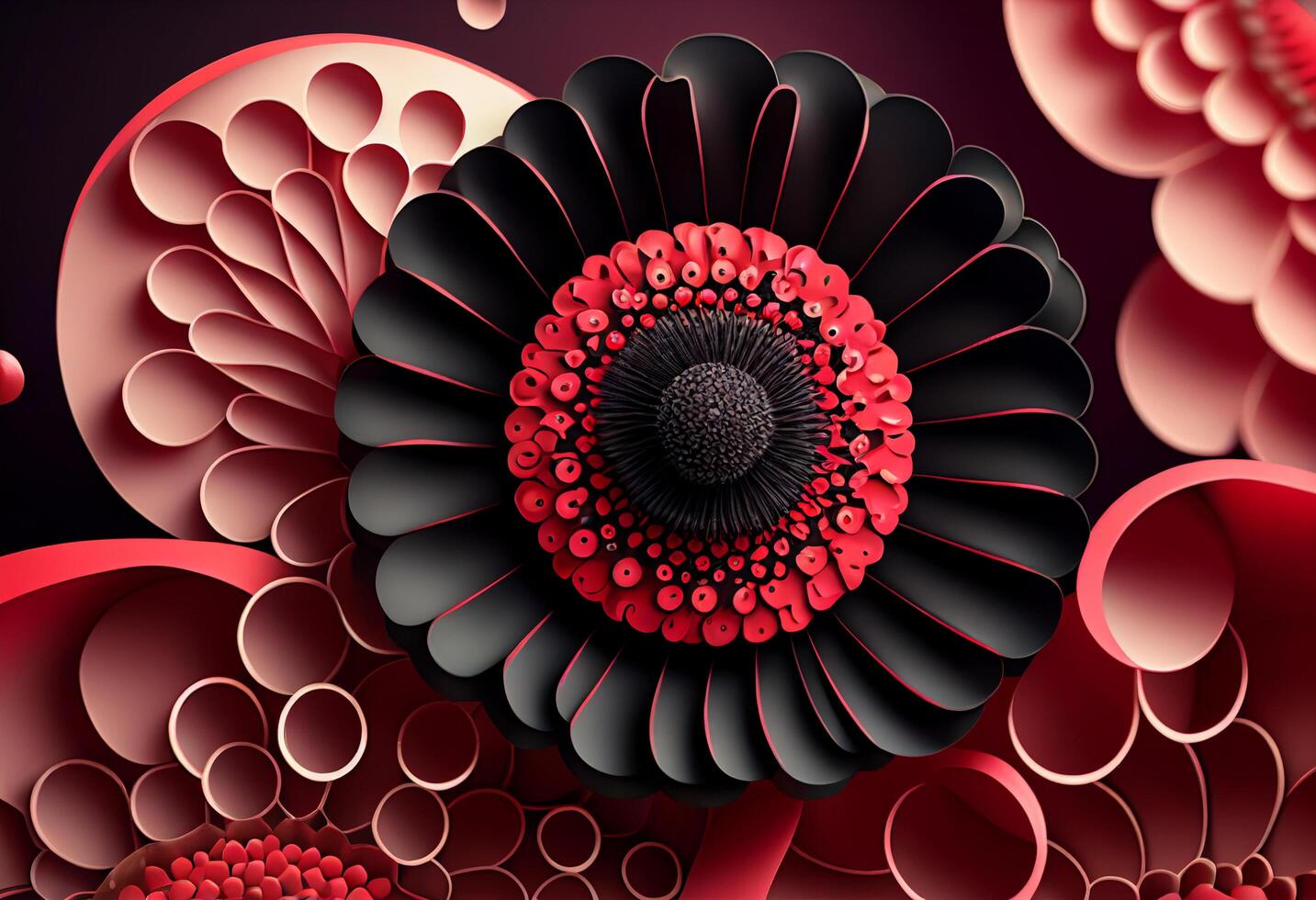 Red flowers 3d illustration photo