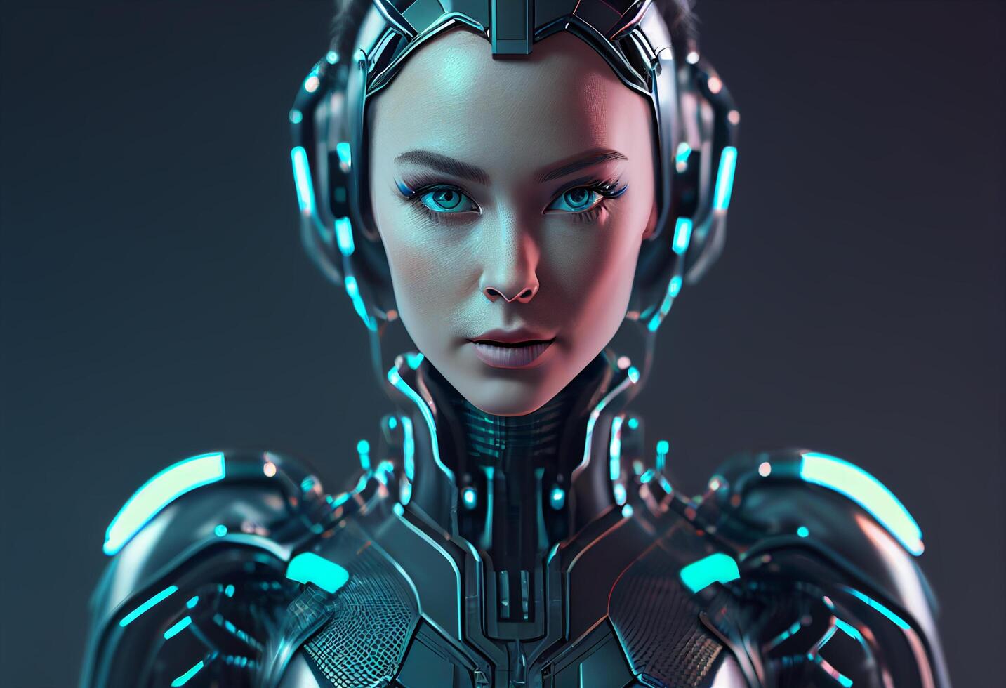 3D rendering of a female alien with futuristic make up and