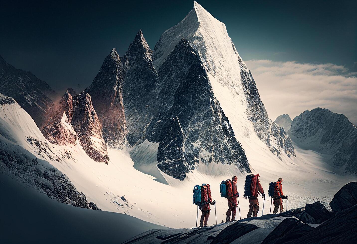 Hikers walking in the mountains. 3D Rendering Elements of this image furnished by NASA photo