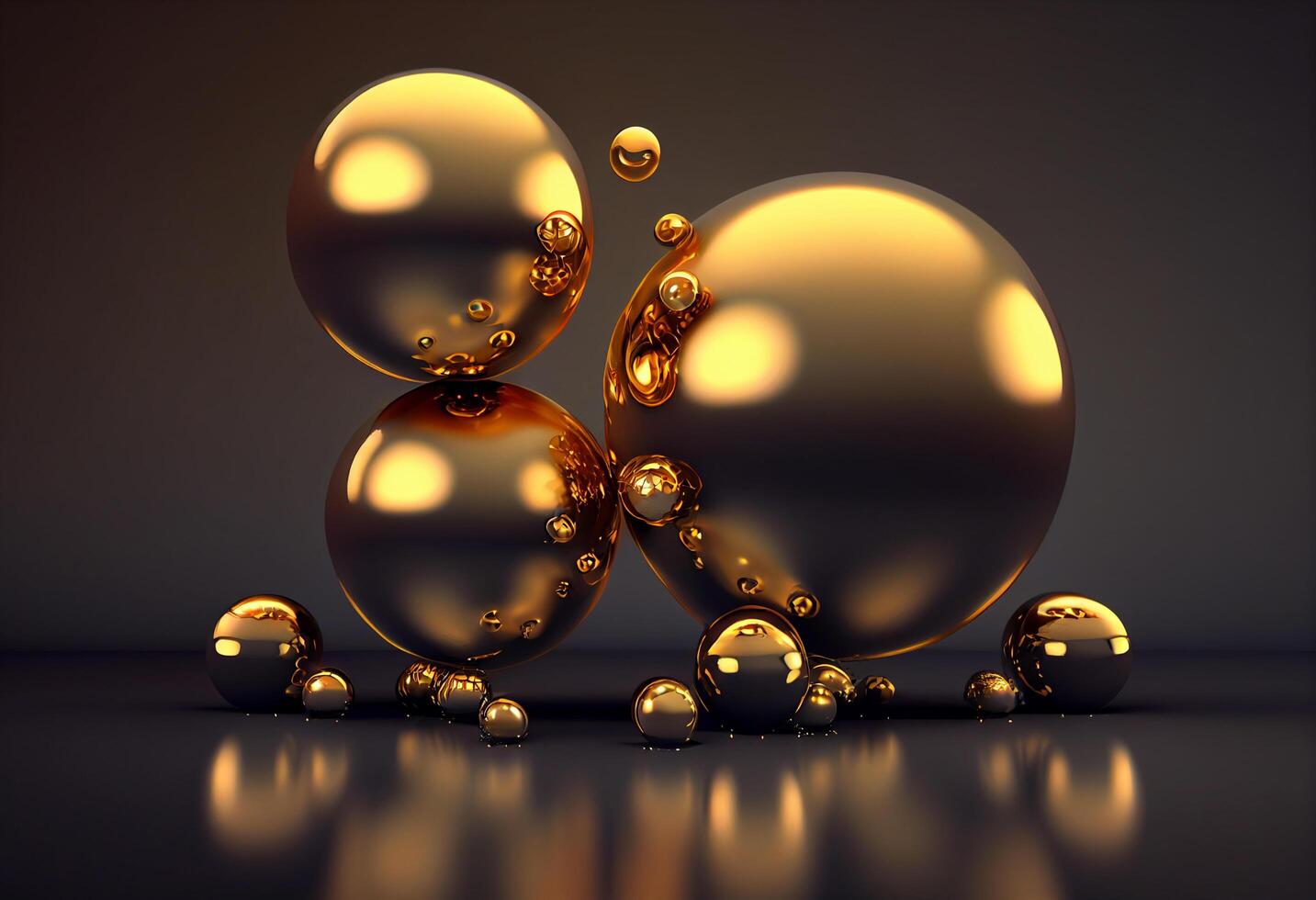 3d render of spheres. Abstract background with gold and silver balls. photo