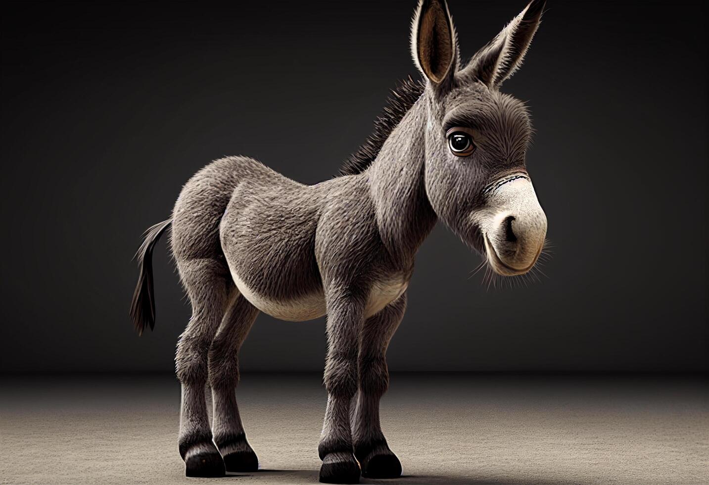 Donkey isolated on a brown background. 3d render illustration. photo