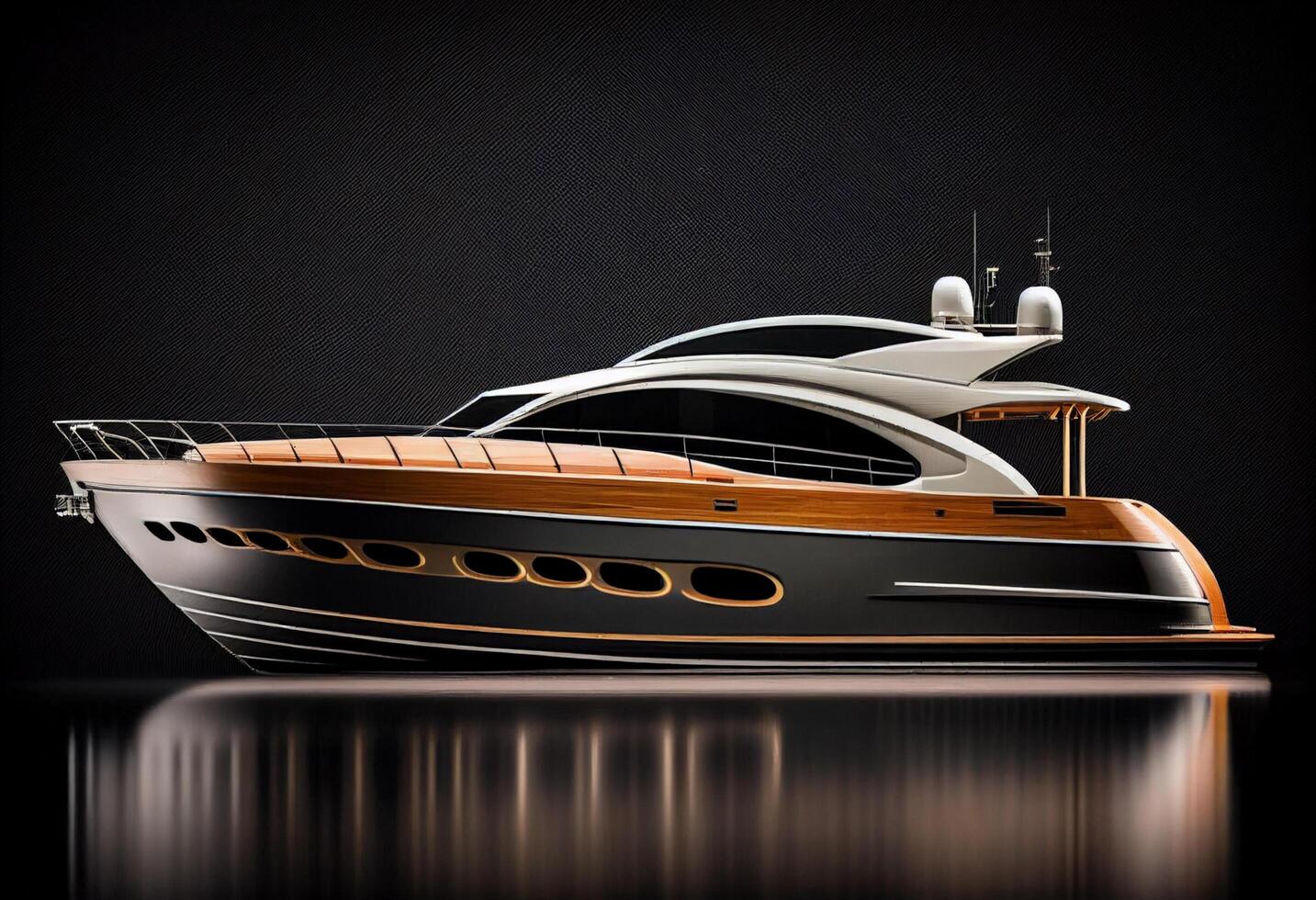 luxury yacht on the water. 3d render on dark background photo