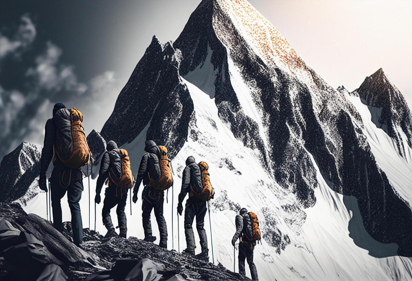 Hikers walking in the mountains. 3D Rendering Elements of this image furnished by NASA photo