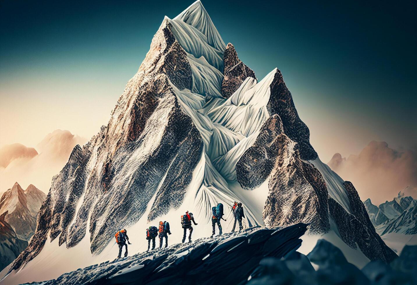 Hikers walking in the mountains. 3D Rendering Elements of this image furnished by NASA photo