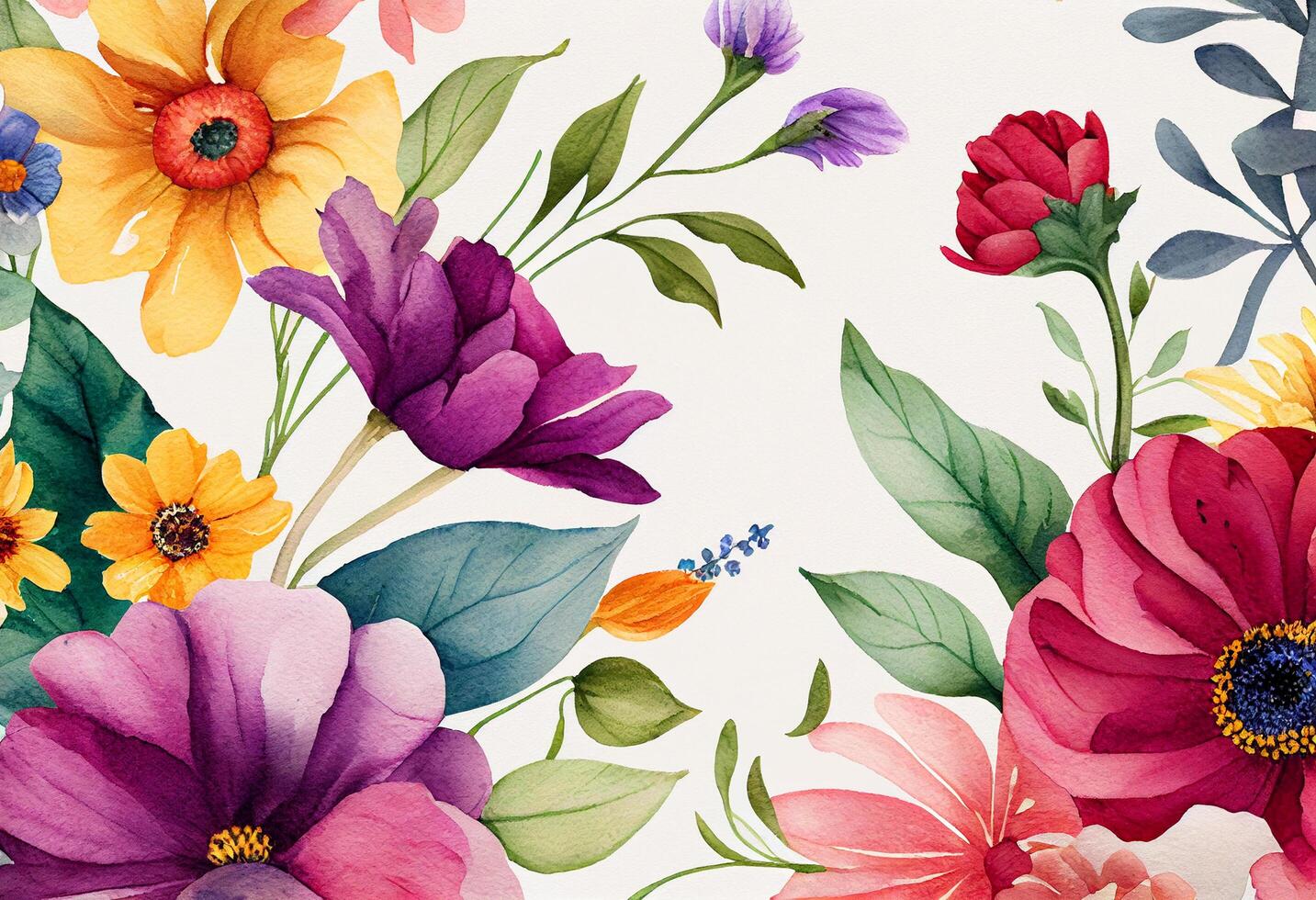 Seamless pattern with watercolor dahlias. Hand drawn illustration. photo