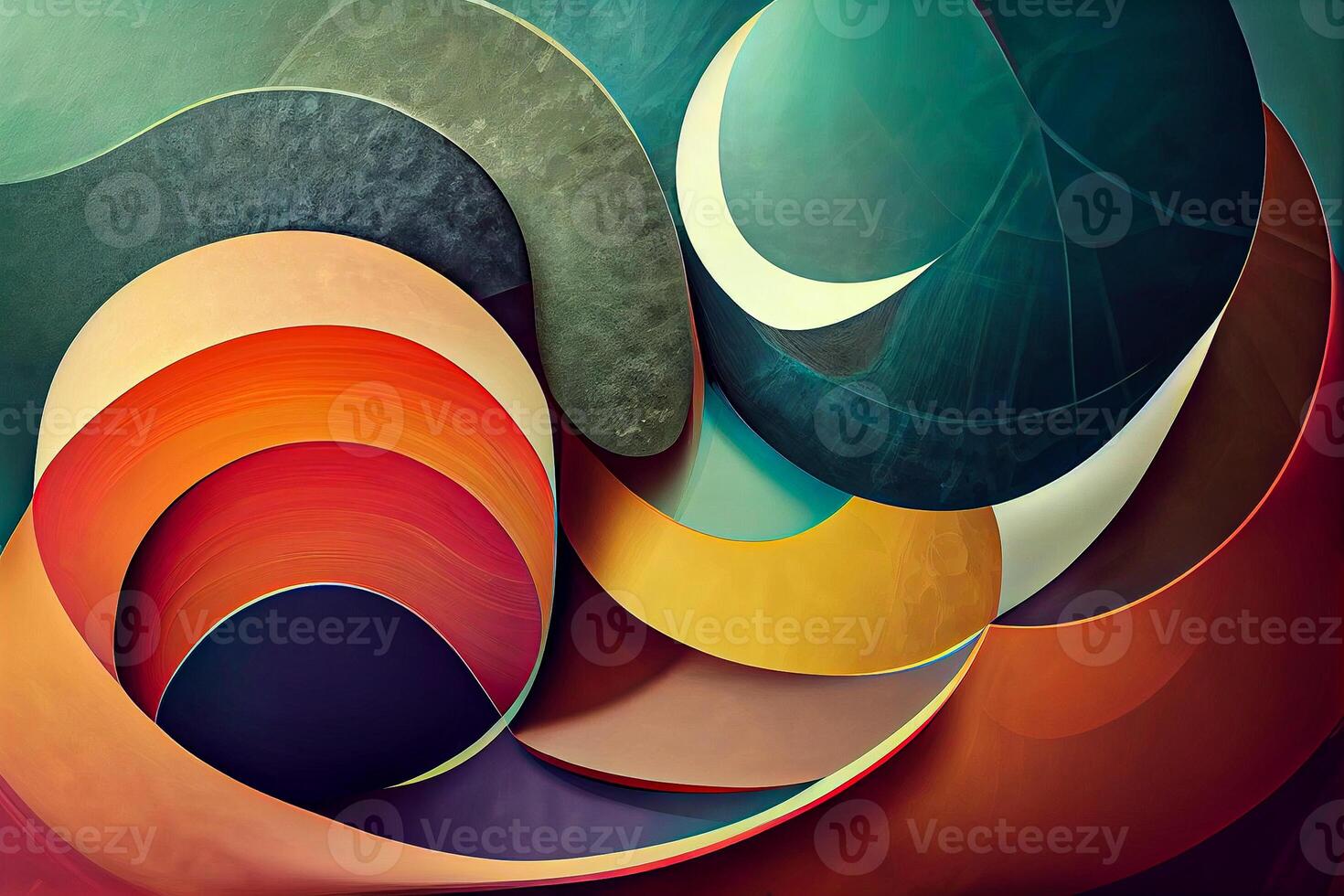 illustration of Colorful abstract panorama wallpaper background with round shapes and forms. Abstract organic floral wallpaper background illustration photo