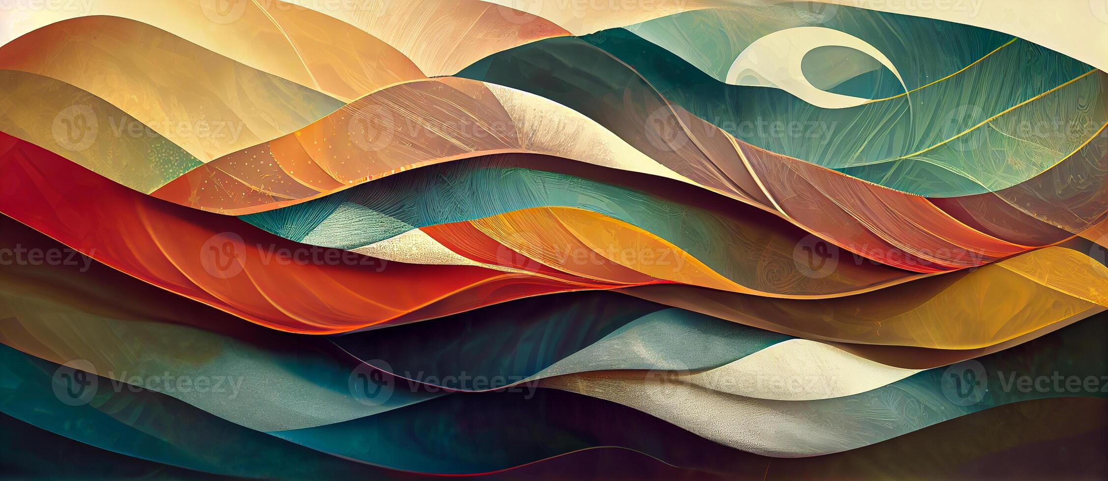 illustration of abstract flat colorful stripes geometric background, surreal waves and curve flowing as wallpaper background illustration photo