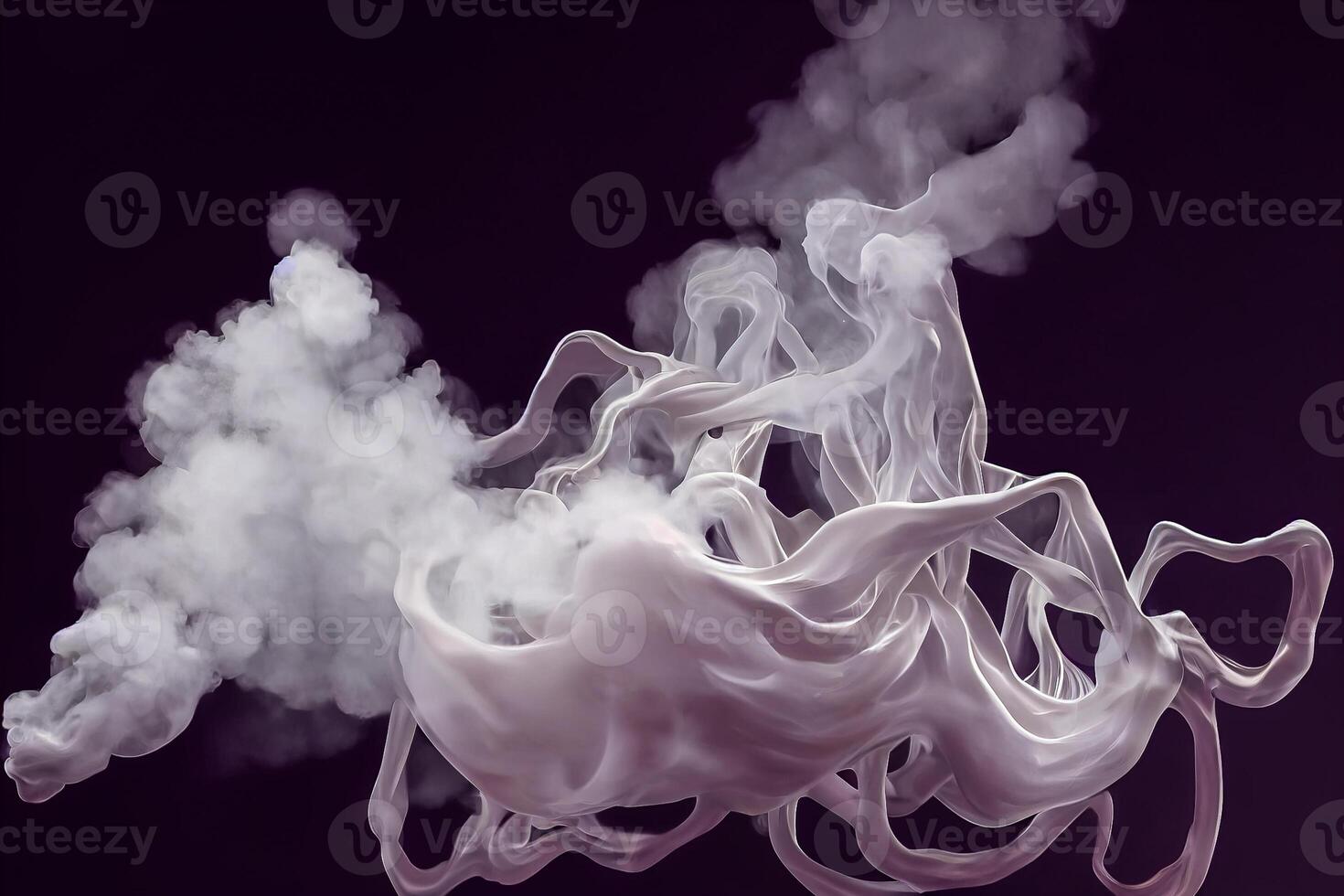 illustration of White curve fog, smoke, clouds, fire and dark background with spotlight. Abstract illustration art. Pattern texture, use for ad, poster and template, business.Digital art photo